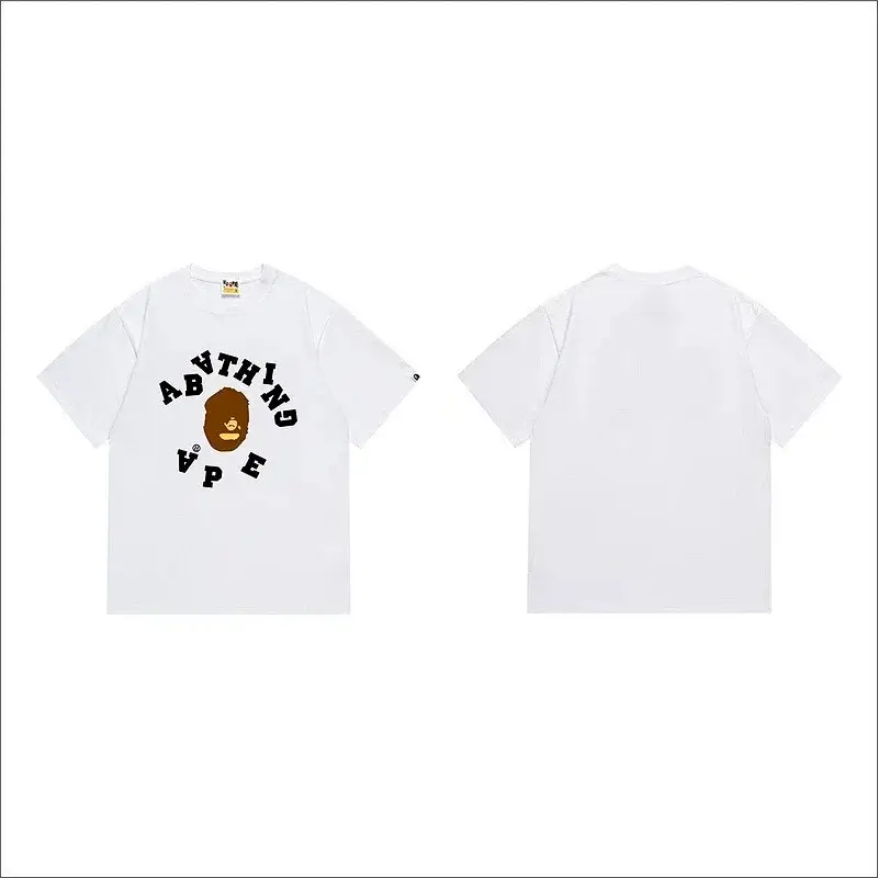 A BATHING APE White T - Shirt with Ape Head & Brand Text