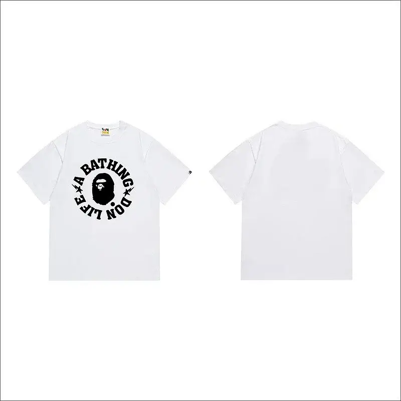 BAPE White T - Shirt with Ape Head Logo and Circular Text