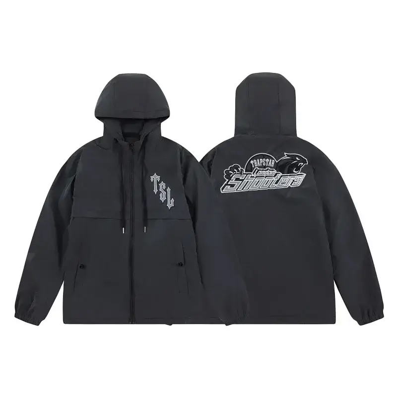 TRAPSTAR Black Hooded Jacket with TSL & Shooters Graphic