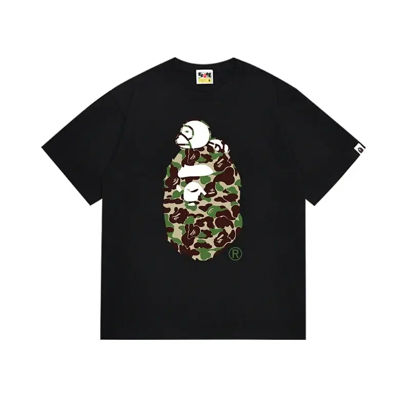 BAPE Black Camo Ape Head with Baby Ape T - Shirt