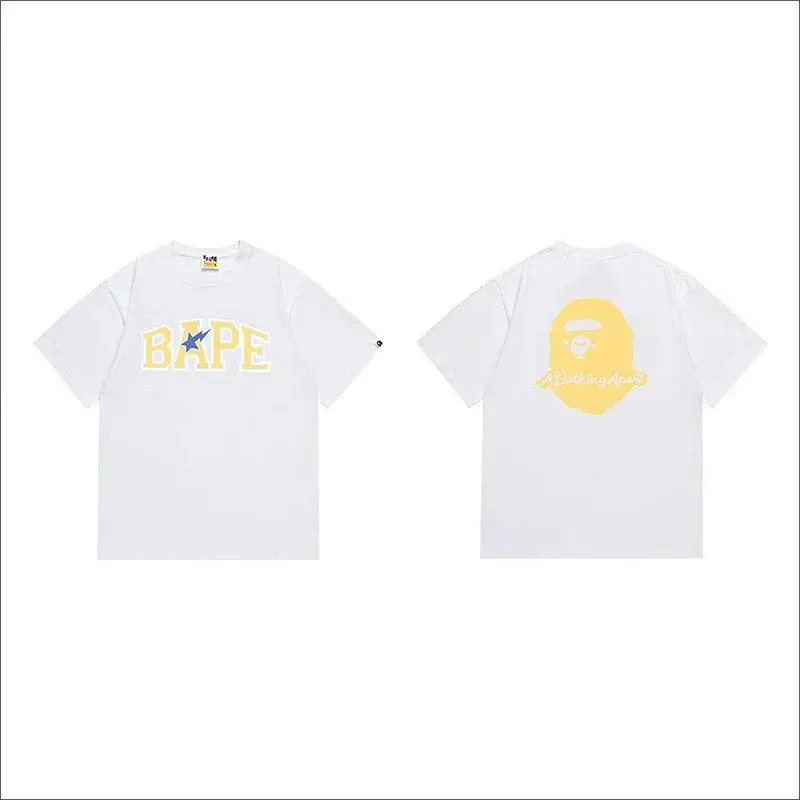 BAPE White T - Shirt with Yellow Logo & Ape Head