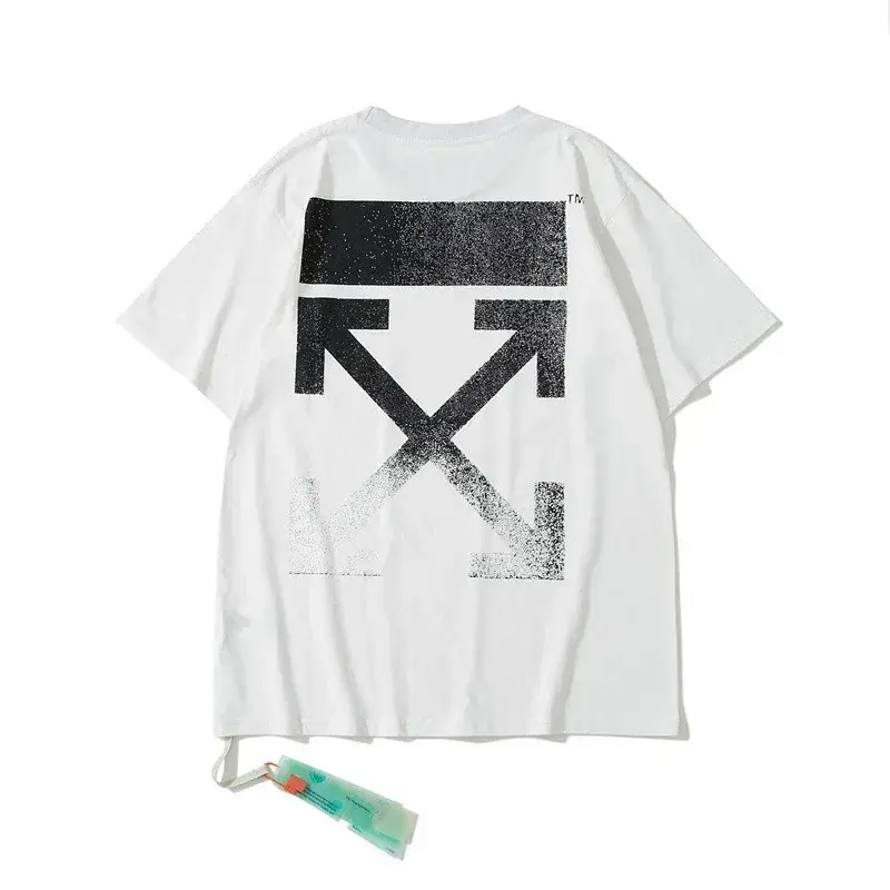 OFF-WHITE White T - Shirt with Back Gradient Arrow Print and Classic Tag