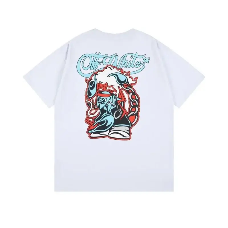 Off-White White Cartoon Graphic Print Short - Sleeve T - Shirt