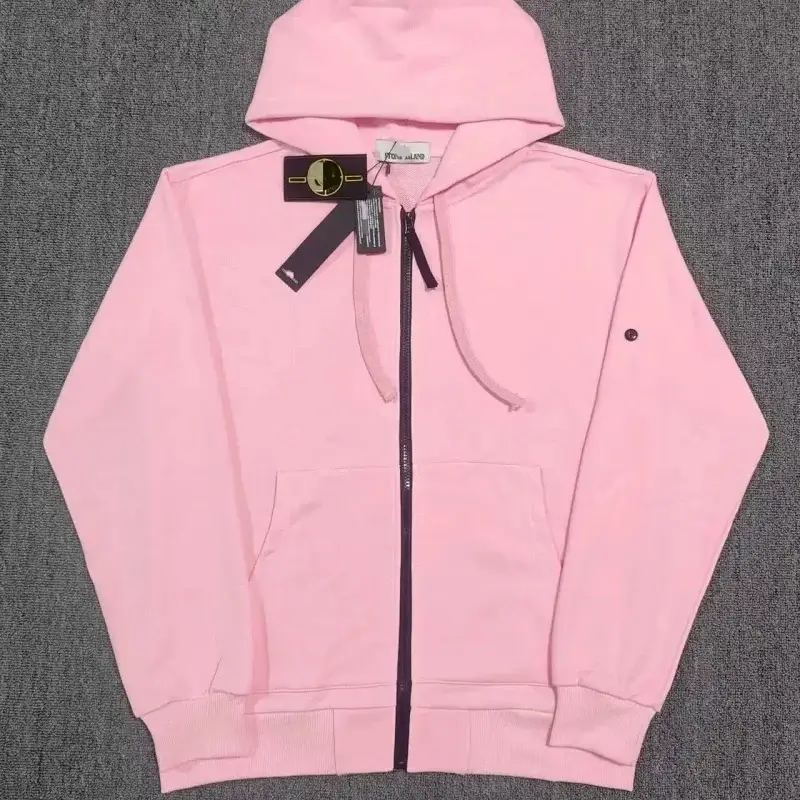 Stone Island Pink Hooded Zip - Up Sweatshirt