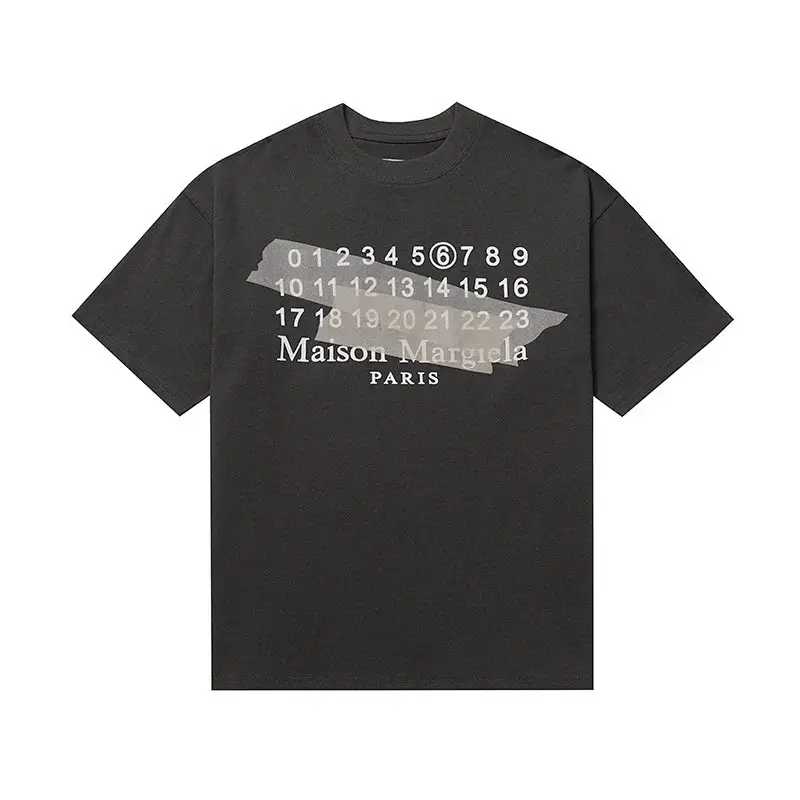 Maison Margiela Black T - Shirt with Number (0 - 23) & Paris Logo Print