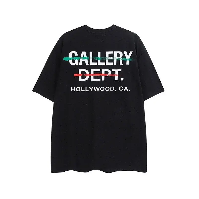 GALLERY DEPT. Black T - Shirt with "GALLERY DEPT. HOLLYWOOD, CA." & Color Strokes