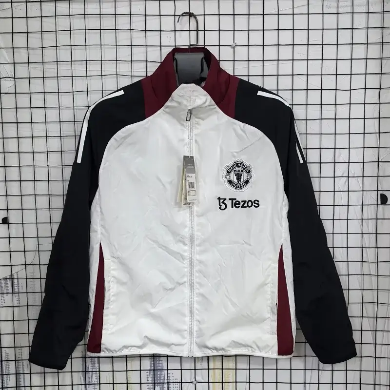 Corteiz White Black Maroon Track Jacket with Team Badge and Tezos Logo
