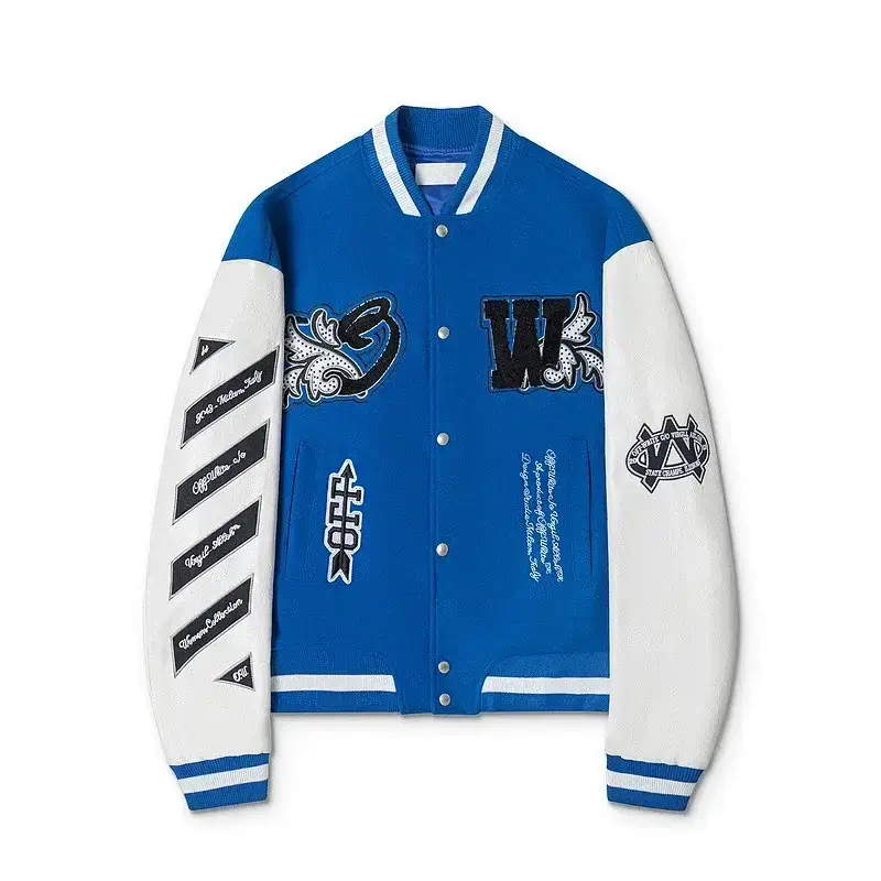 OFF-WHITE Blue & White Varsity Jacket