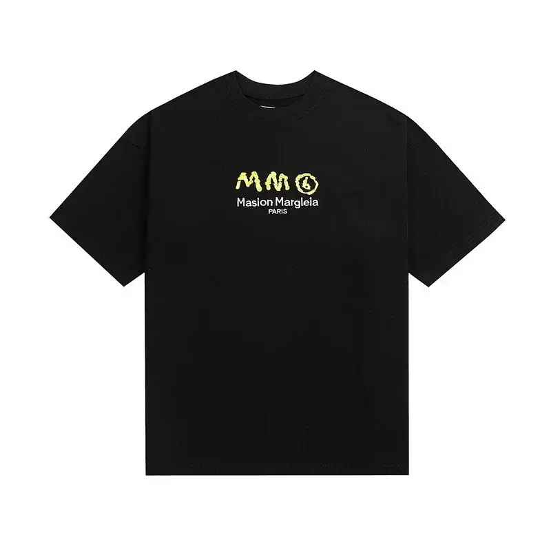 Maslon Margleia Black Short - Sleeve T - Shirt with Yellow MM⑥ & Brand Logo