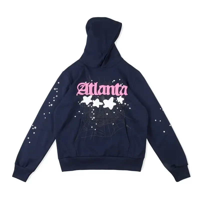 Atlanta Navy Hoodie with Spider Web & Star Patterns