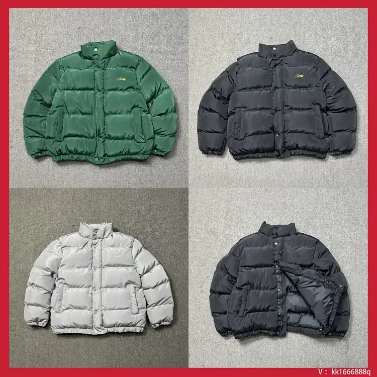 Corteiz Green/Black/Gray Quilted Puffer