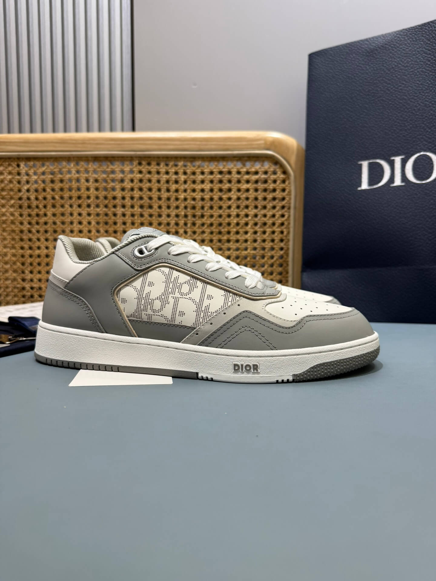 Dior Grey And White Low-Top Casual Sneakers