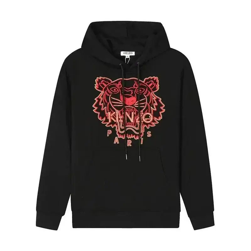 KENZO Black Hoodie Red Tiger Embroidery