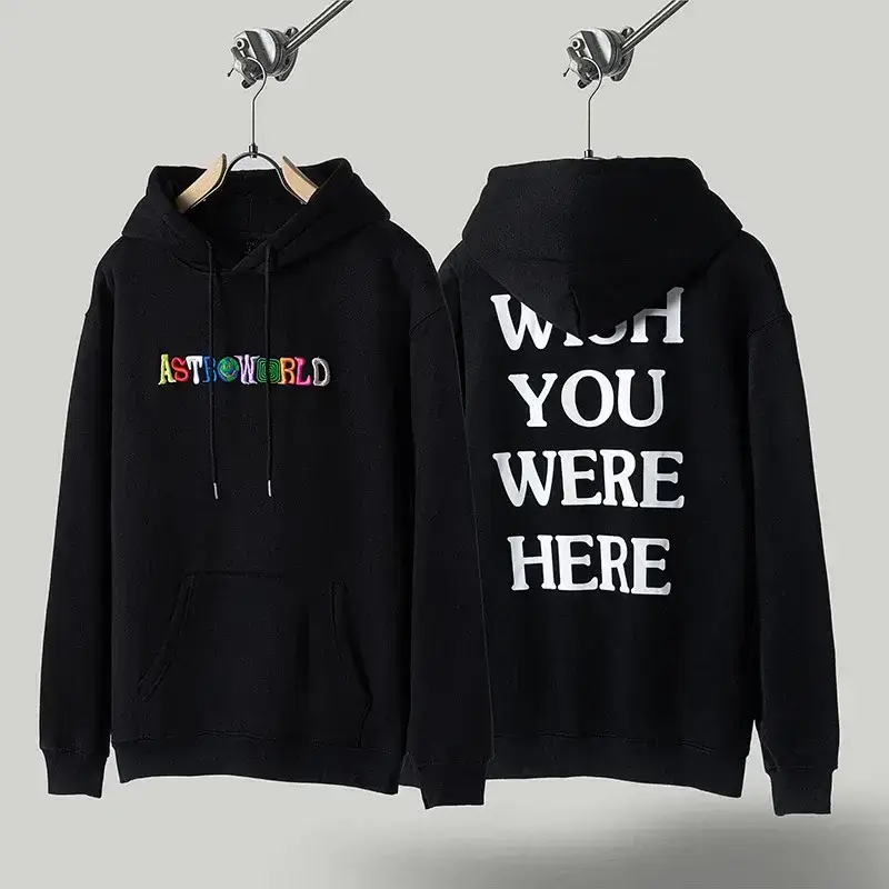 ASTROWORLD Black Hoodie with Wish You Were Here Print