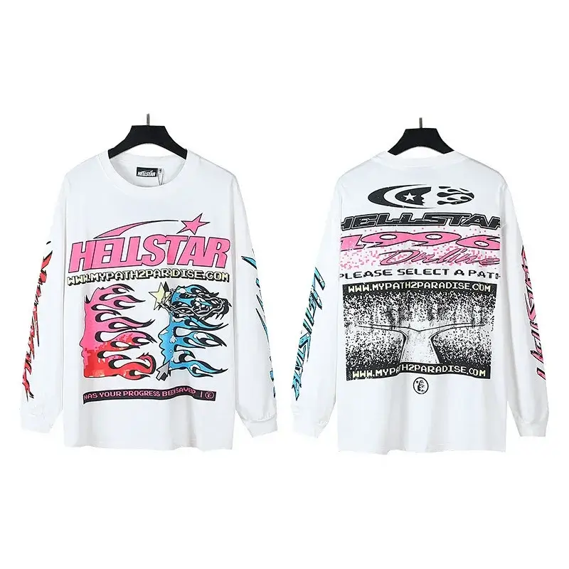 HELLSTAR White Long - Sleeve Graphic T - Shirt