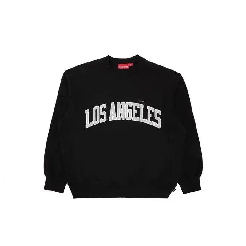 Supreme Black Crewneck Sweatshirt with "LOS ANGELES" Graphic