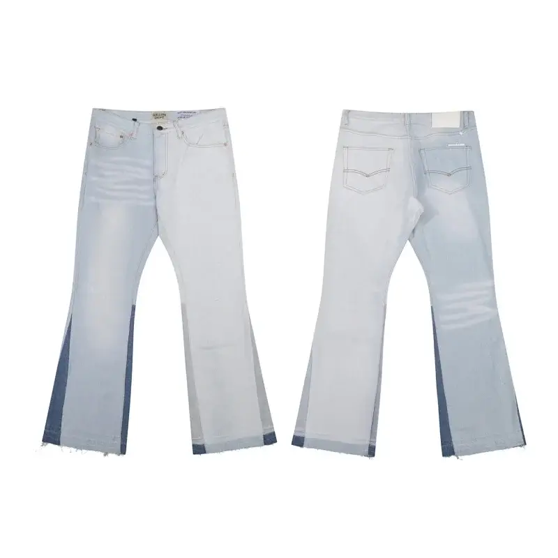 ALLIN Light Blue & White Patchwork Flared Jeans