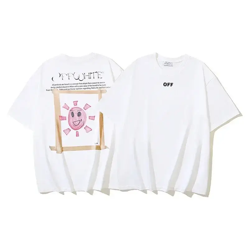 OFF-WHITE "OFF" Front Sun Smiley Back T-Shirt