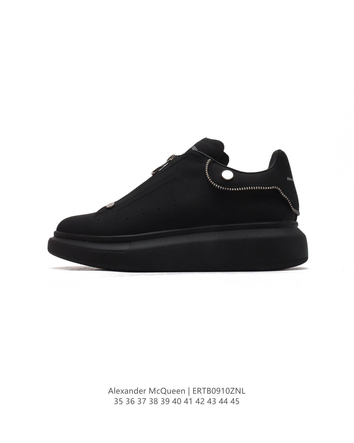 Alexander McQueen Black Zipper Platform Sneakers