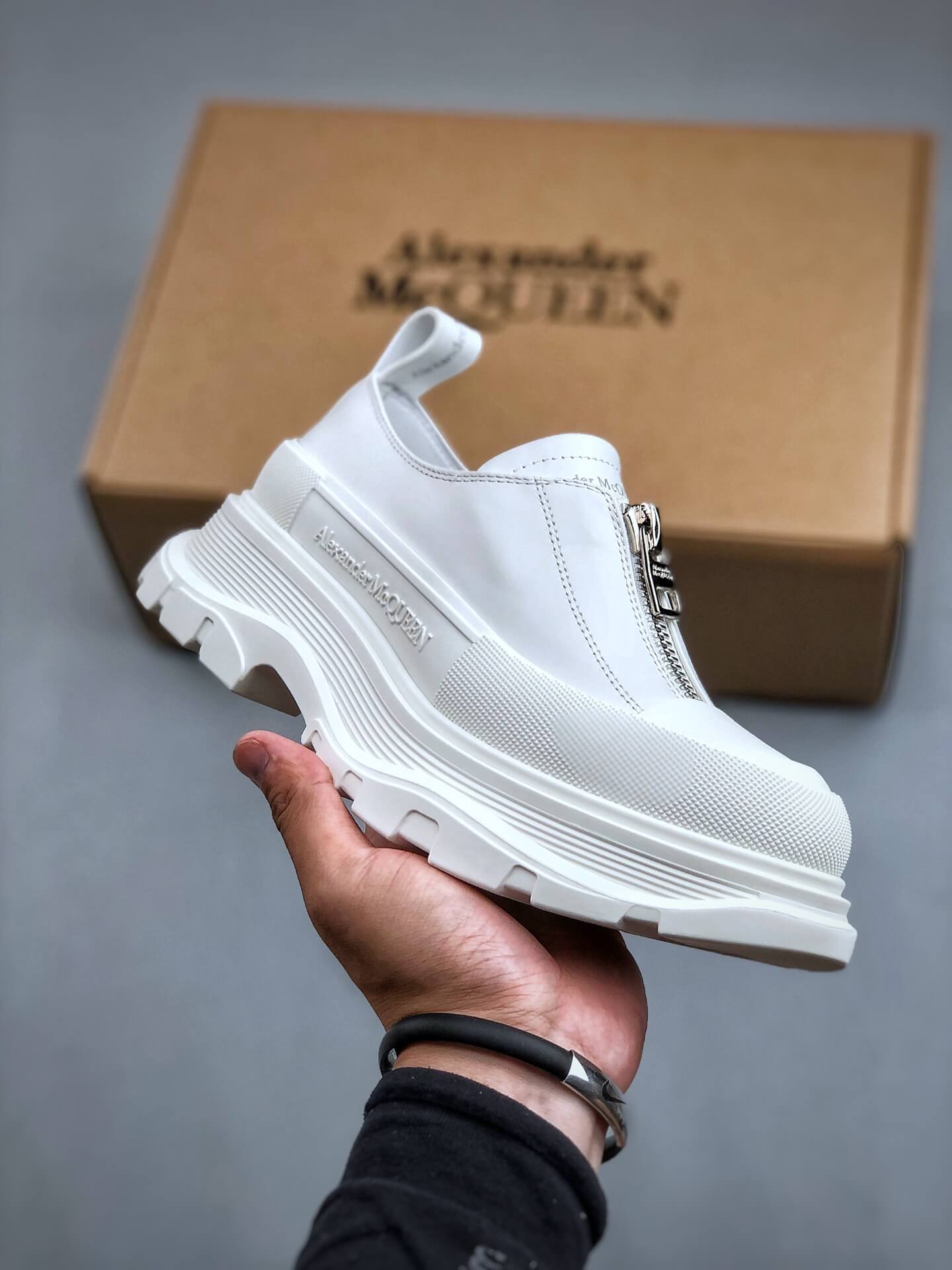 Alexander McQueen White Zip Platform Sneakers