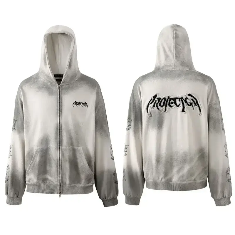 Project Gray White Tie-Dye Zip Hoodie