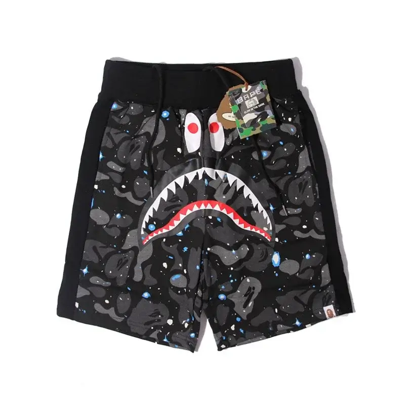 BAPE Black Camouflage Shark Mouth Space - Spotted Shorts
