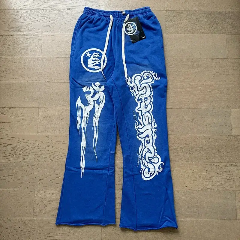 HELLSTAR Blue Graphic Print Flared Sweatpants