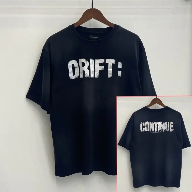 DRIFT Black Short - Sleeve T - Shirt with "DRIFT:" Front & "CONTINUE" Back Print
