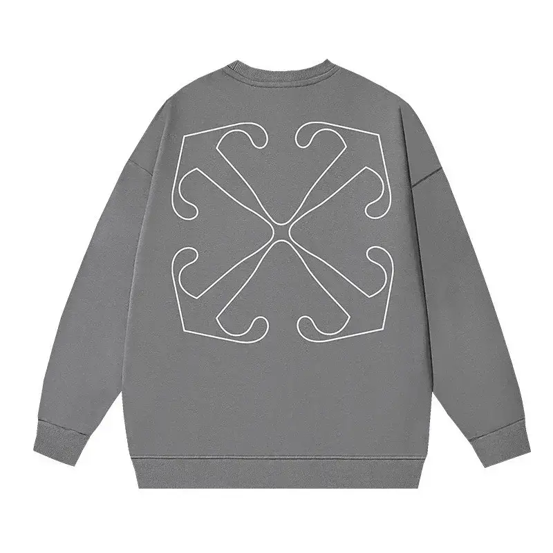 OFF-WHITE Gray Crewneck with White Line Back Pattern