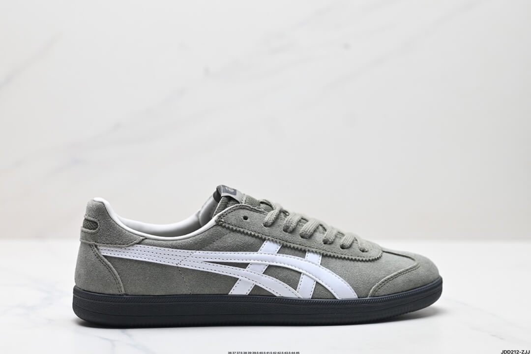 Onitsuka Tiger Gray Suede Casual Sneakers with White Stripes