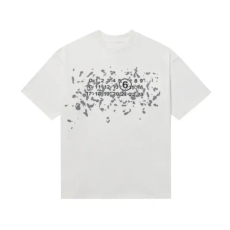 MM6 White Splatter Number 6 Graphic T - Shirt