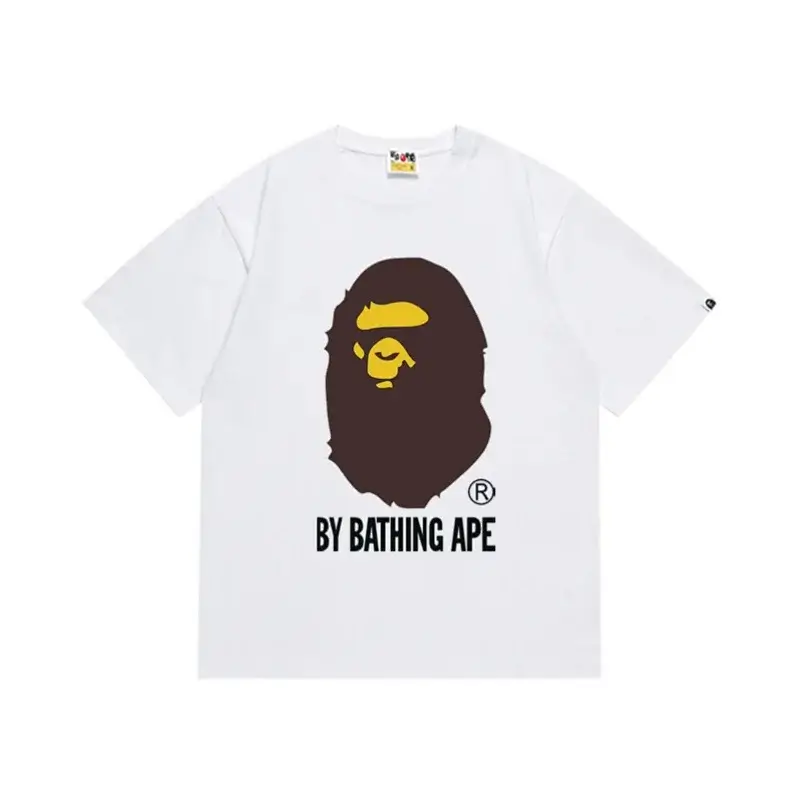 BAPE White T - Shirt with Ape Head Logo and "BY BATHING APE" Text