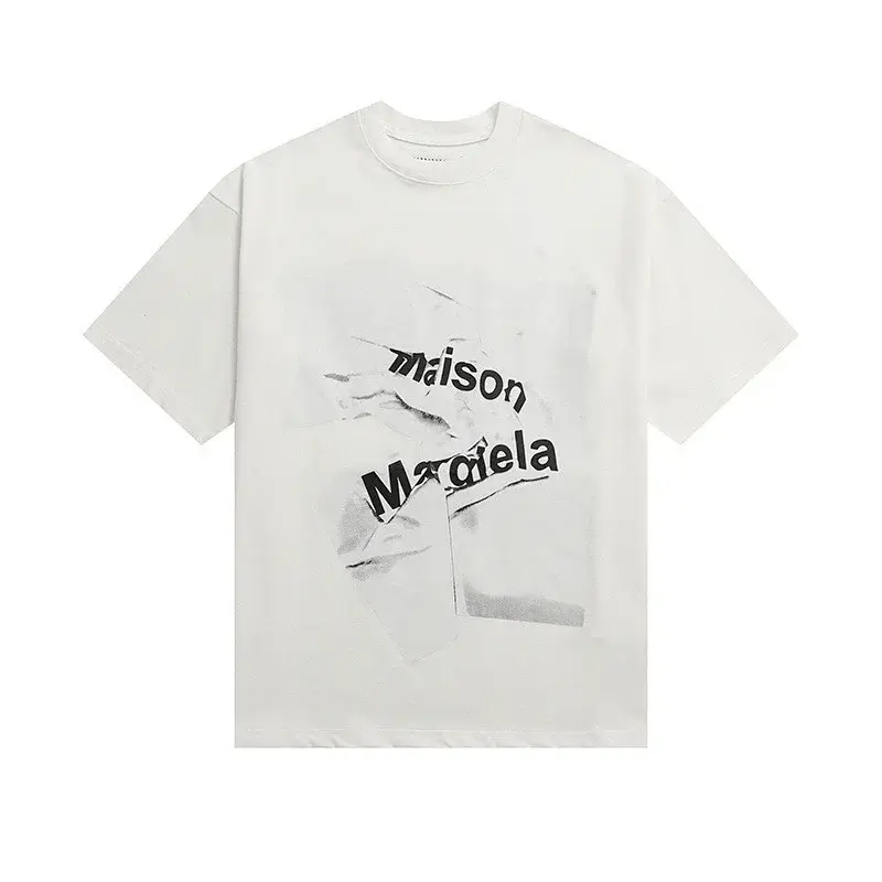 Maison Margiela White Oversized T - Shirt with Printed Logo
