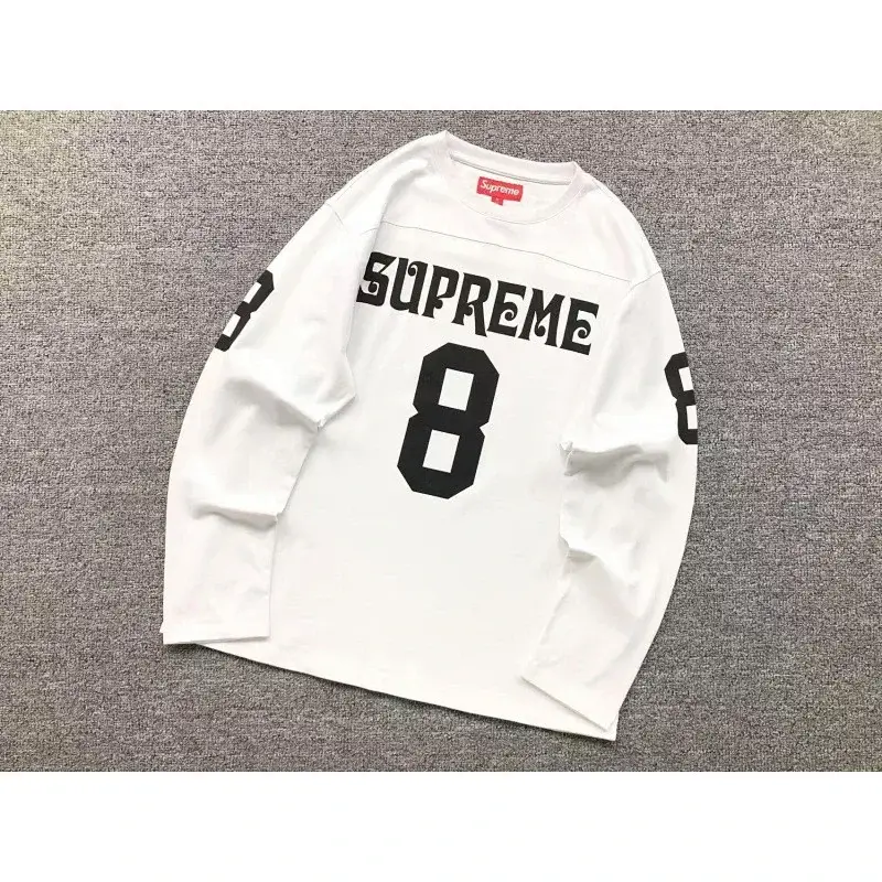Supreme White Long-Sleeve T-Shirt with "8" Print