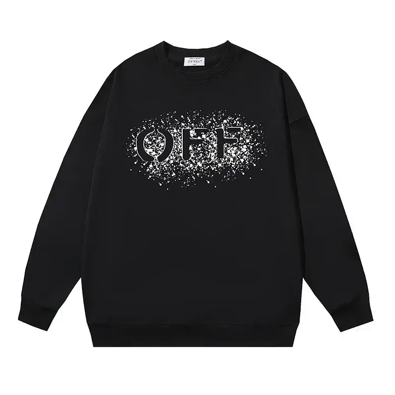 OFF Black Crew Neck Sweatshirt - Ink Splash Graphic