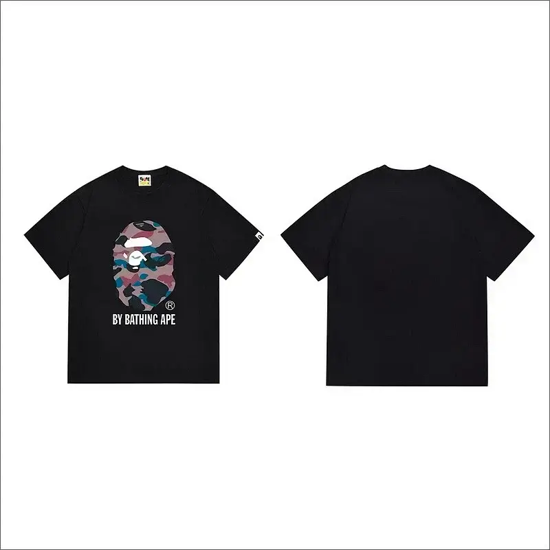 Bathing Ape Black T - Shirt with Camouflage Ape Head & "BY BATHING APE"