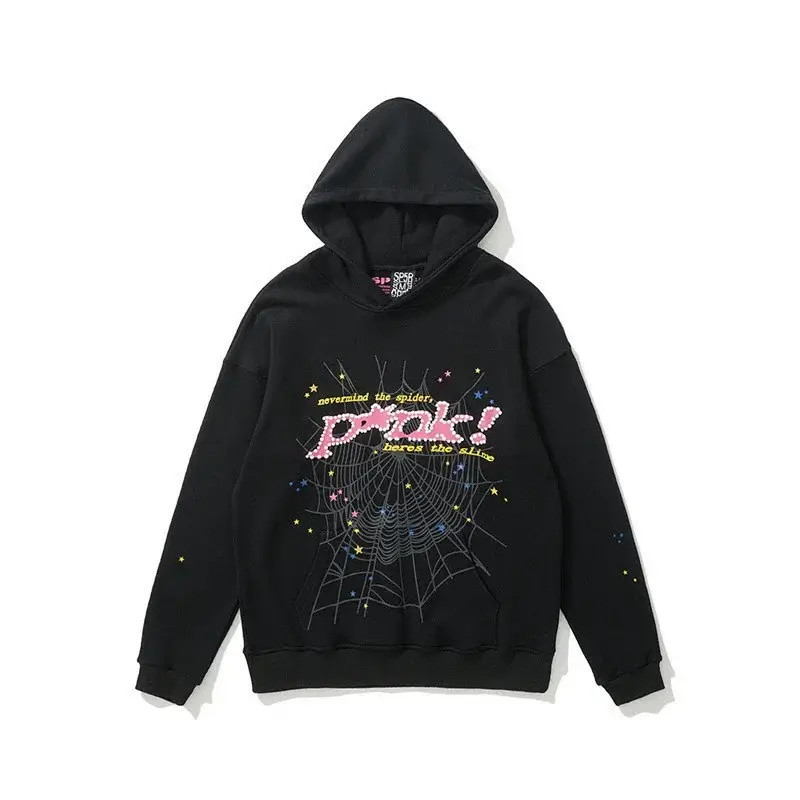 P*ak Black Spider Web & Colorful Stars Graphic Hoodie