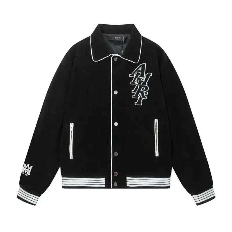 AHPH Black Corduroy Embroidered Varsity Jacket