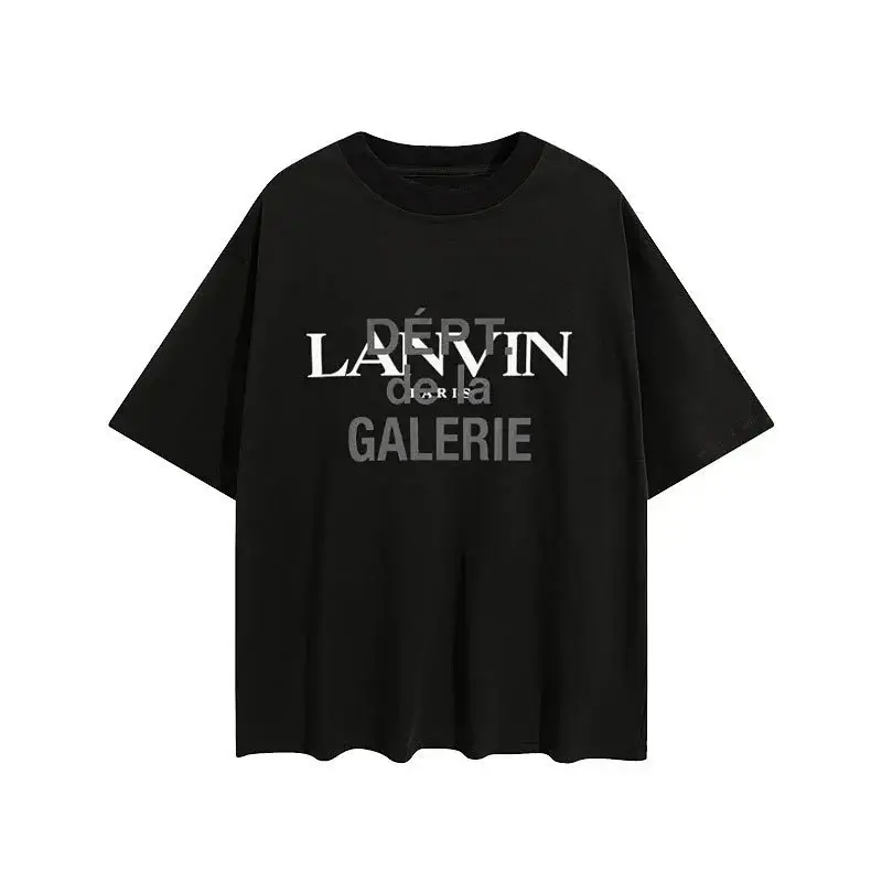 LANVIN Black Oversized Graphic - Printed Short - Sleeve T - Shirt