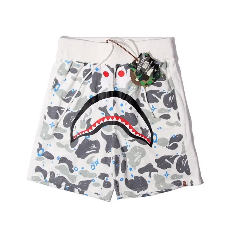 BAPE White Camouflage Shark Mouth Graphic Shorts