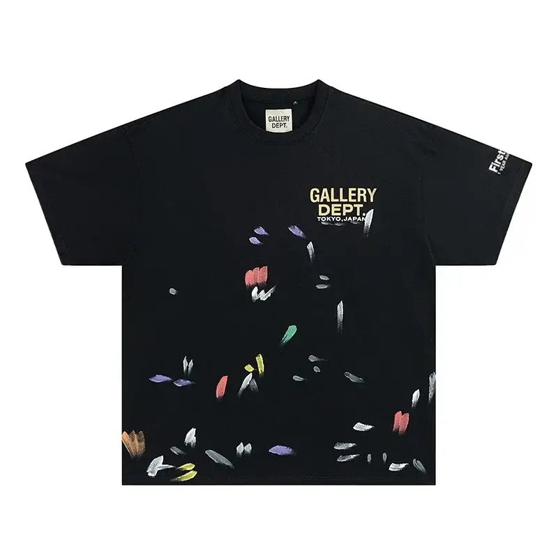 GALLERY DEPT. Black Painted Floral "TOKYO JAPAN" Short Sleeve T - Shirt
