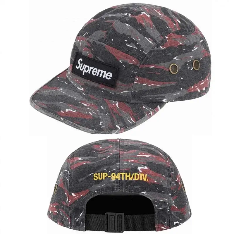 Supreme Red & Gray Tiger Camo 5-Panel Cap