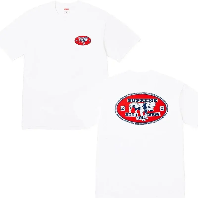 Supreme White T-Shirt with Front & Back Dog Graphics