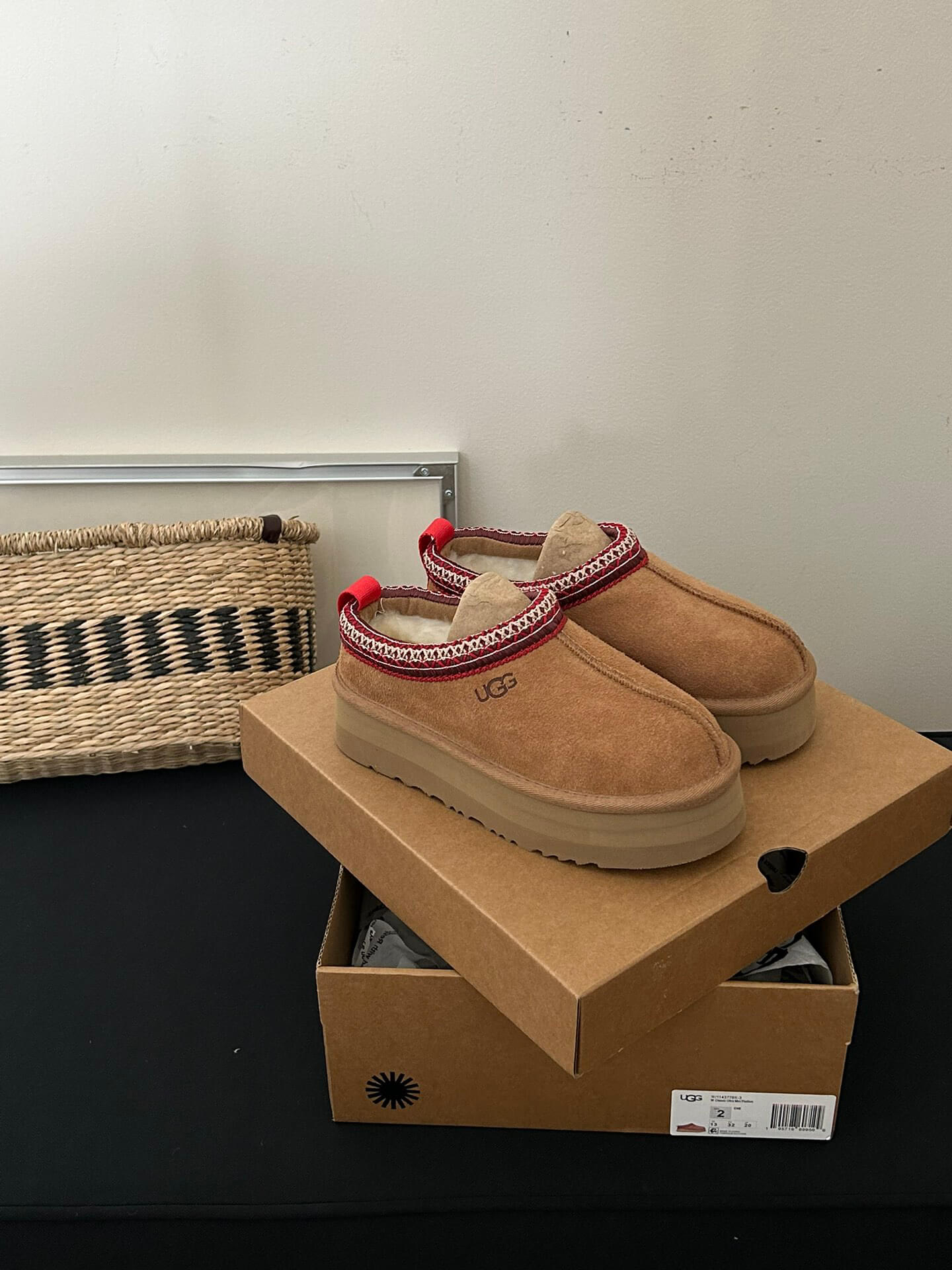 UGG Brown Shearling Platform Slippers