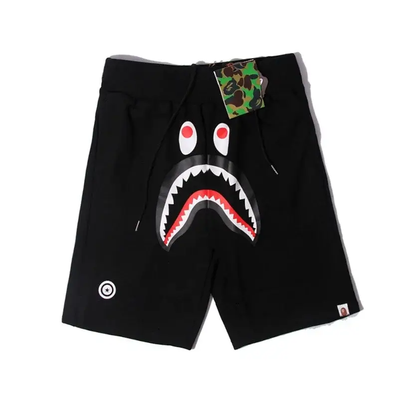 BAPE Black Shark Mouth & Eye Design Drawstring Shorts