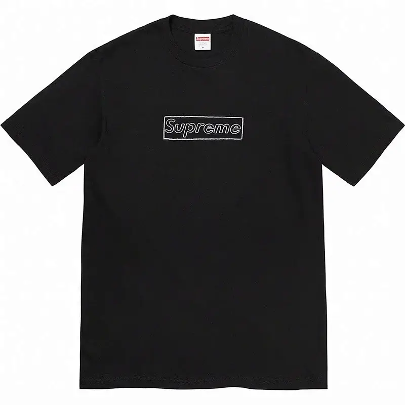 Supreme Black Embroidered Box Logo Tee