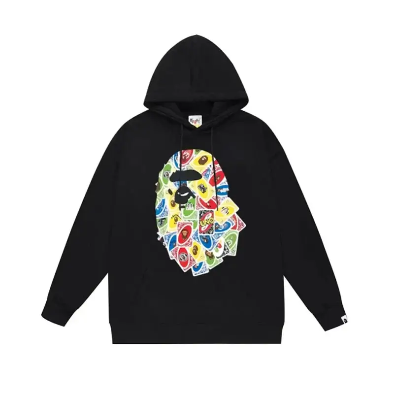 BAPE x UNO Ape Head Cards-Print Black Hoodie