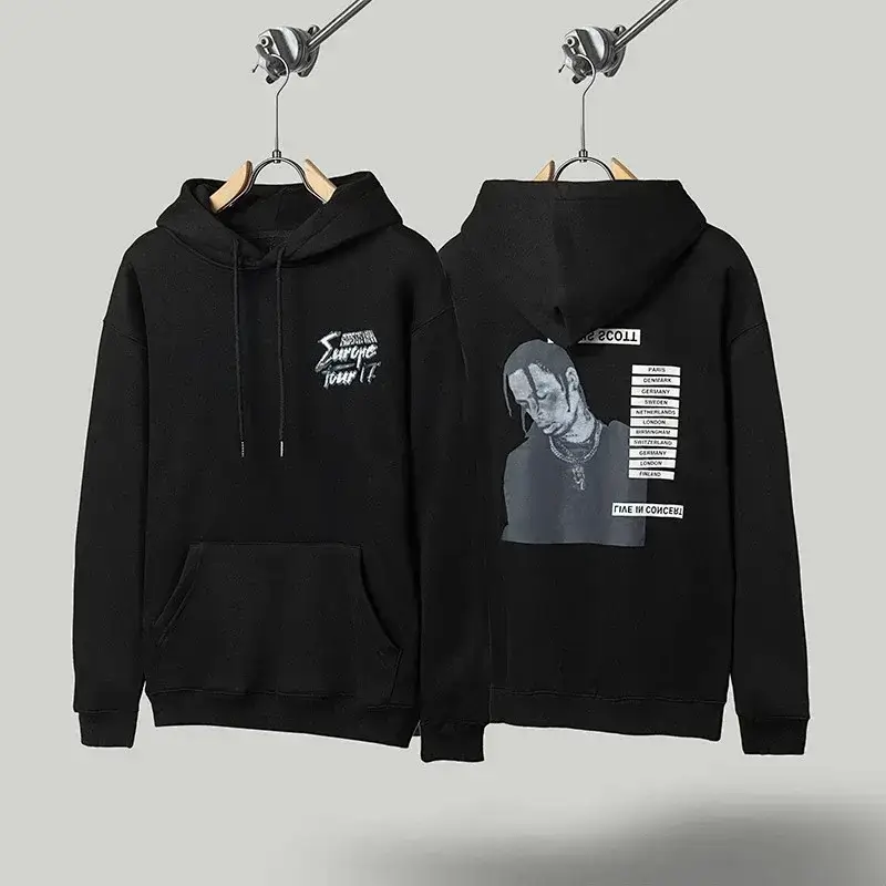 Travis Scott Black Hoodie Travis Scott Europe Tour Print