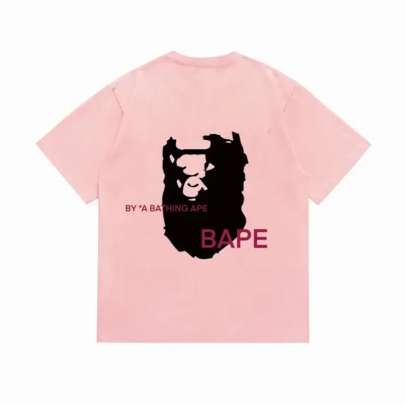 BAPE Pink T - Shirt with Black Ape Head & Text Design