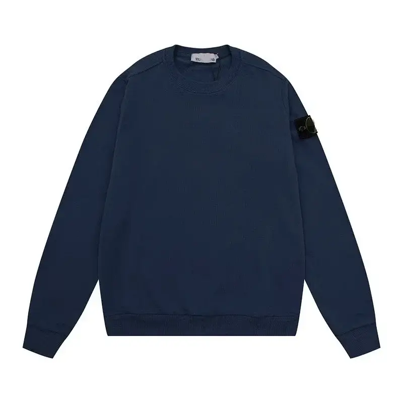 Stone Island Navy Blue Crewneck Sweatshirt with Compass Badge